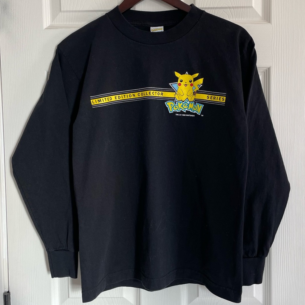 Vintage Pokémon Pikachu #25 Long Sleeve Graphic Tee XL Nintendo Anime Shirt